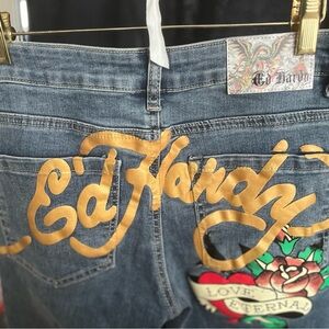 Ed Hardy Denim Jeans with Silver Button